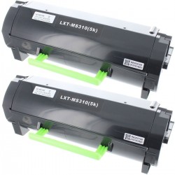 Toner équivalent à Lexmark 502H Pack de 2 Noir