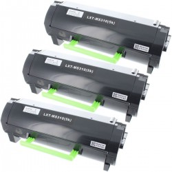 Toner équivalent à Lexmark 502H Pack de 3 Noir