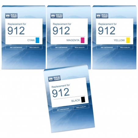 HP 912 Pack de 4 cartouches d'encre Noir/Cyan/Magenta/Jaune (6ZC74AE)