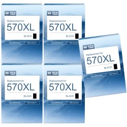 Cartouche d'encre équivalent à Canon PGI570XL Pack de 5 Noir