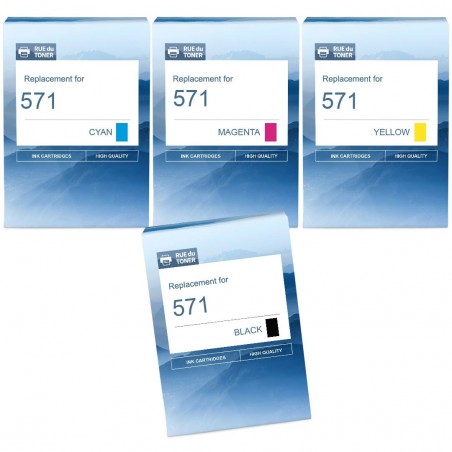 Cartouche d'encre équivalent à Canon Multipack CLI 571 Pack de 4 Noir , Cyan , Magenta , Jaune Cartouche d'encre équivalent à Canon Multipack CLI 571 Pack de 4 Noir , Cyan , Magenta , Jaune