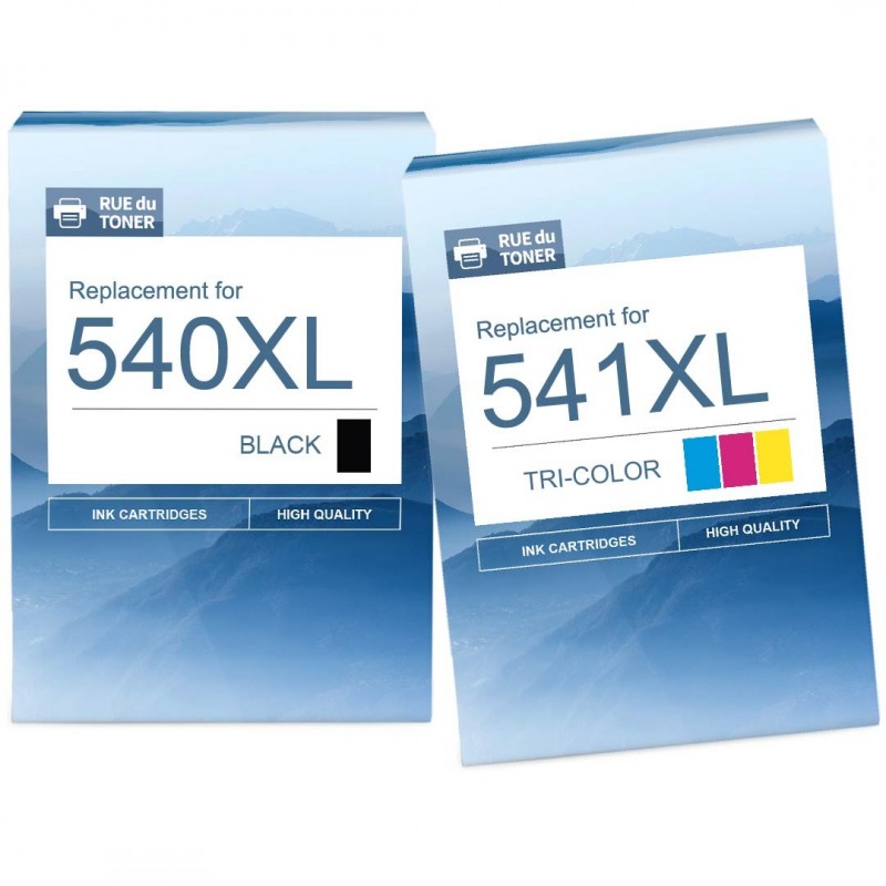 Pack de 2 cartouches d'encre compatibles Canon PG540XL CL541XL Noir, Couleur