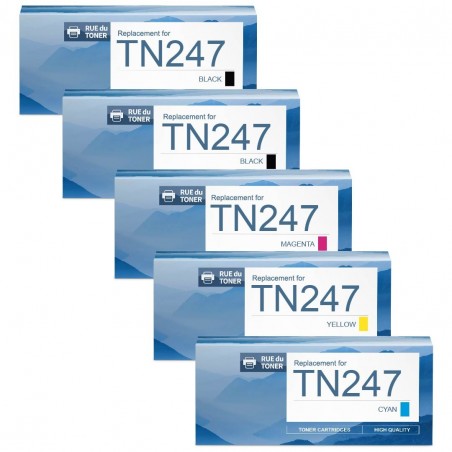 Pack de 5 toners Brother TN247 compatible Pack de 5 toners Brother TN247 compatible