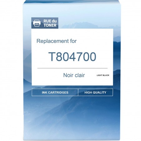 Cartouche d'encre équivalent à Epson Light Black T804700 Haute capacité Noir clair