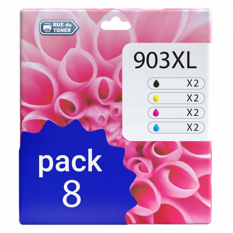 Pack de 8 cartouches compatibles HP 903XL