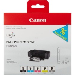 Canon 1034B013 Canon PGI9 1034B013 Pack de 5 cartouches originales Photo Noir, Jaune, Cyan, Magenta, Gris
